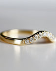 Curved Diamond Wedding Band, Matching Ring Gold Band - Melt'm Jewelry