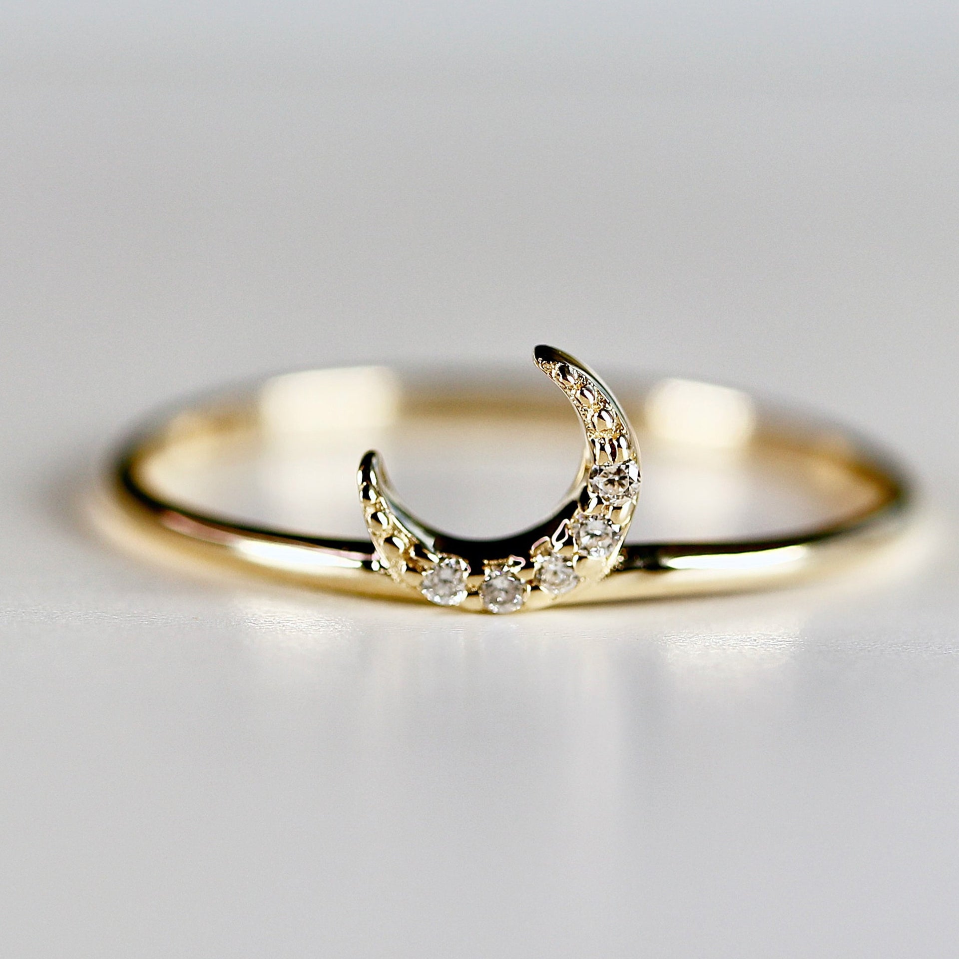 Gold Ring Crescent Gold Diamonds Crescent Diamond Ring In 18K Gold