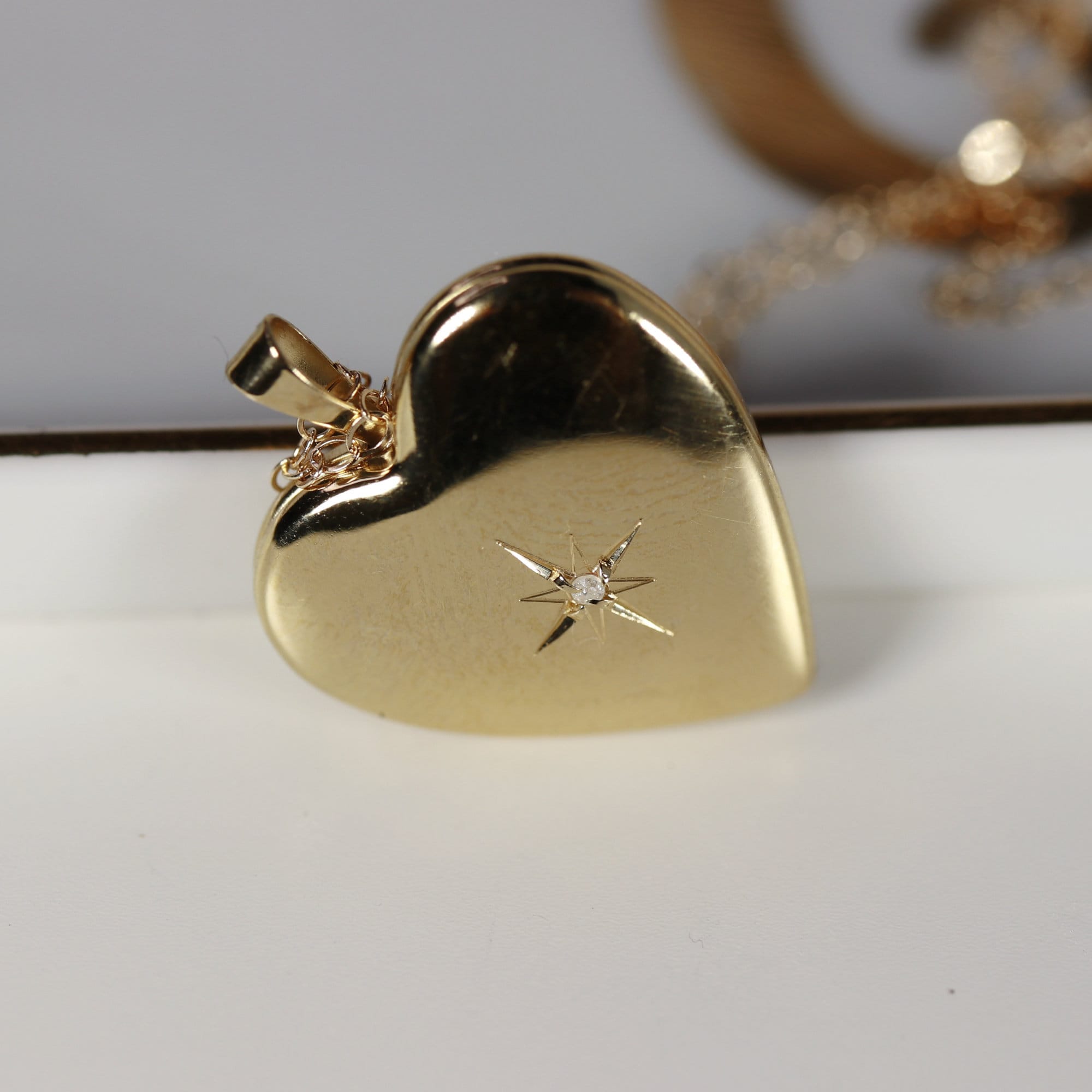 North Star Heart Locket Necklace 14k Gold Filled, Memorial Photo Pendant Necklace, Mom Gift, Graduation Gift, Sister gift