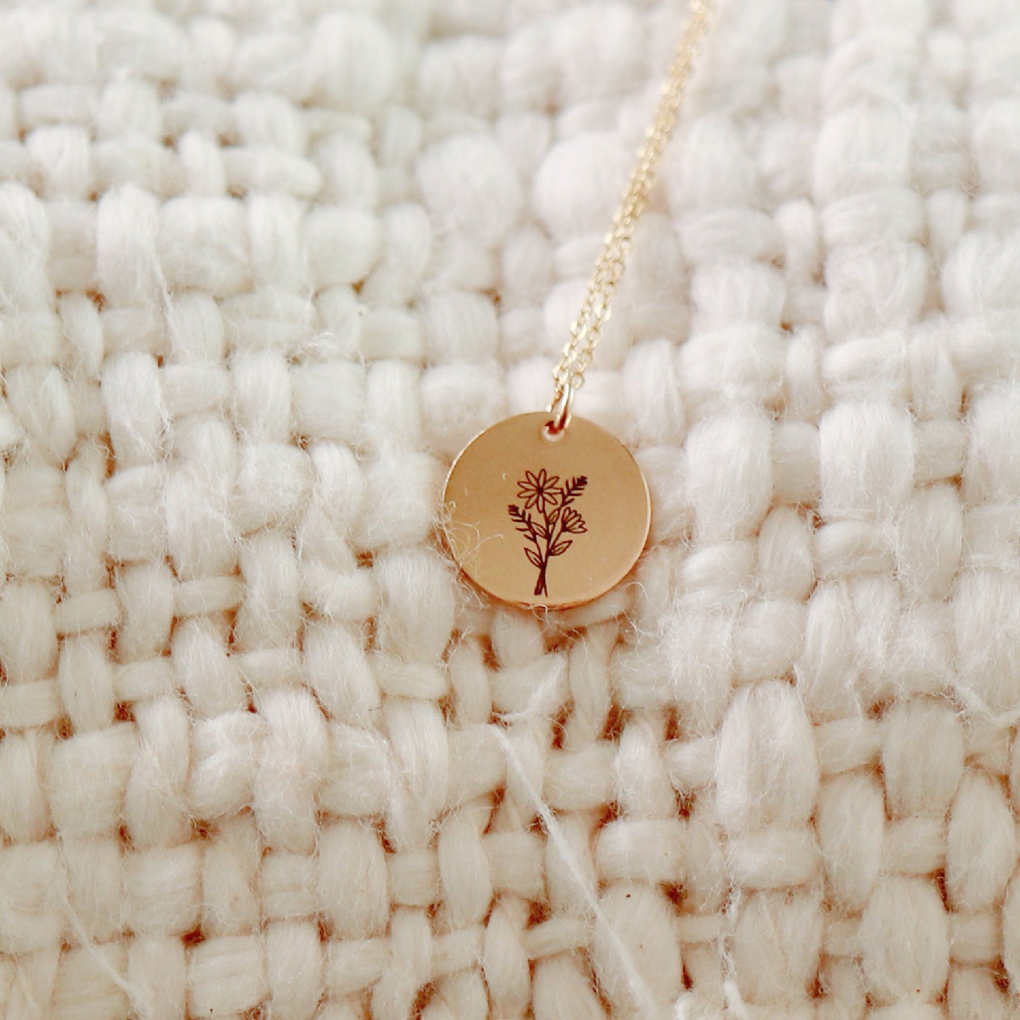 Birth Flower Necklace 14k Gold Filled, Birth Month Necklace