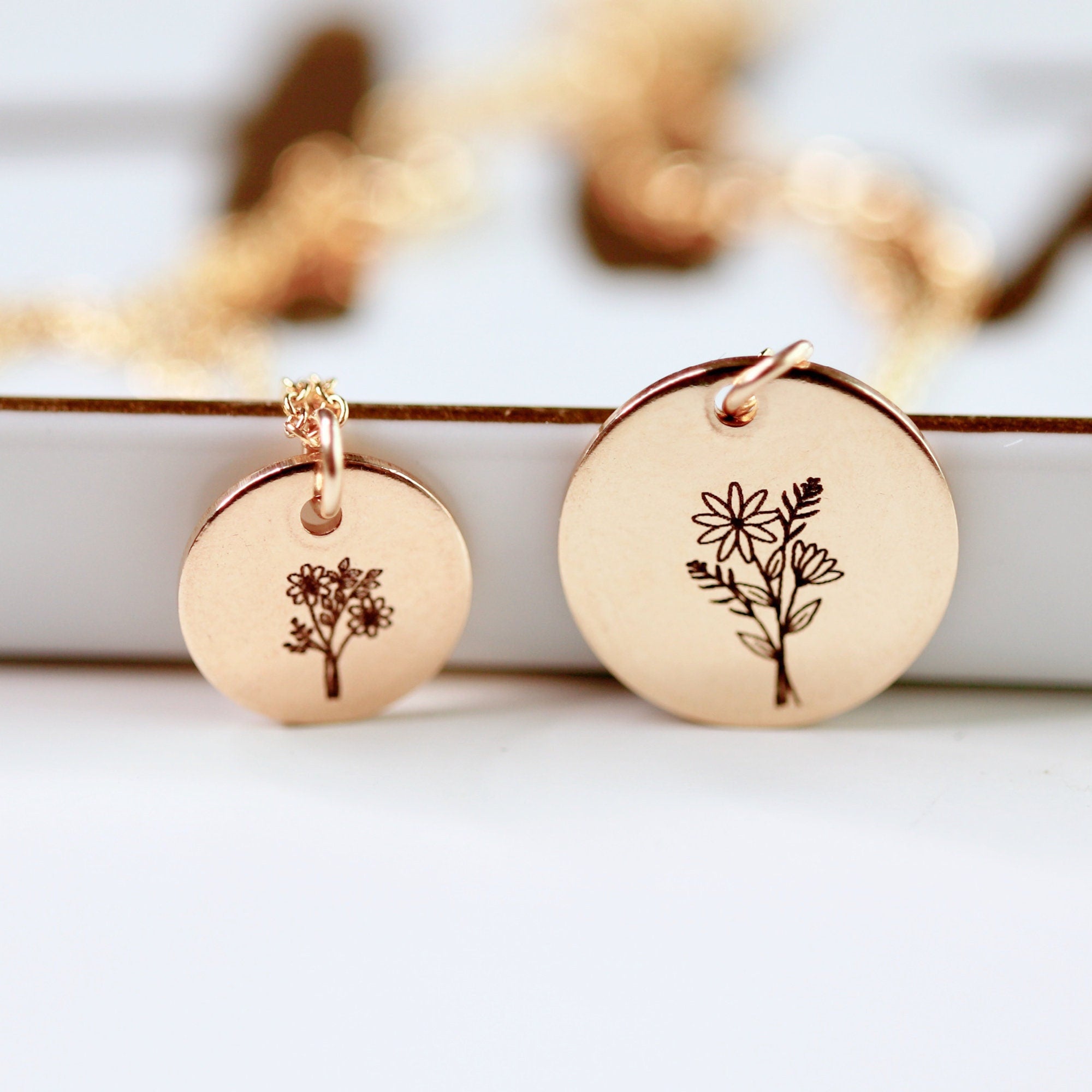 Add On Disc, Disc Only, Sterling Silver, Gold Filled Or Rose Gold Filled Disc, Birth Flower Engraving, Flower Charm, Christmas Gift For Her - Melt'm Jewelry