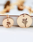 Add On Disc, Disc Only, Sterling Silver, Gold Filled Or Rose Gold Filled Disc, Birth Flower Engraving, Flower Charm, Christmas Gift For Her - Melt'm Jewelry