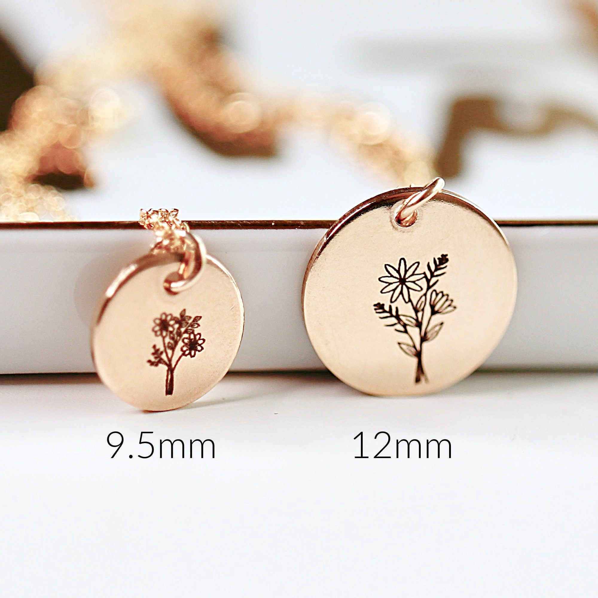 Add On Disc, Disc Only, Sterling Silver, Gold Filled Or Rose Gold Filled Disc, Birth Flower Engraving, Flower Charm, Christmas Gift For Her