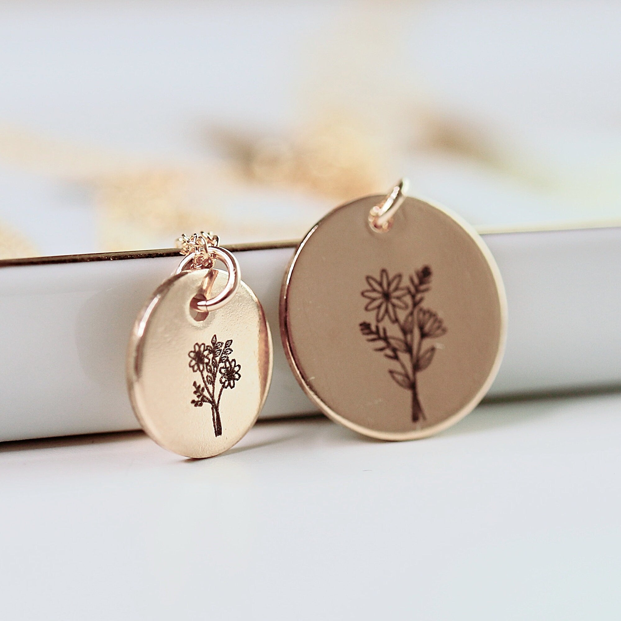 Add On Disc, Disc Only, Sterling Silver, Gold Filled Or Rose Gold Filled Disc, Birth Flower Engraving, Flower Charm, Christmas Gift For Her