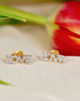 Diamond Love Earrings 14k Solid Gold, Natural Diamond Block Letter Love Earrings