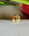 Diamond Puffy Heart Earrings 14k Solid Gold, Dainty Heart Studs