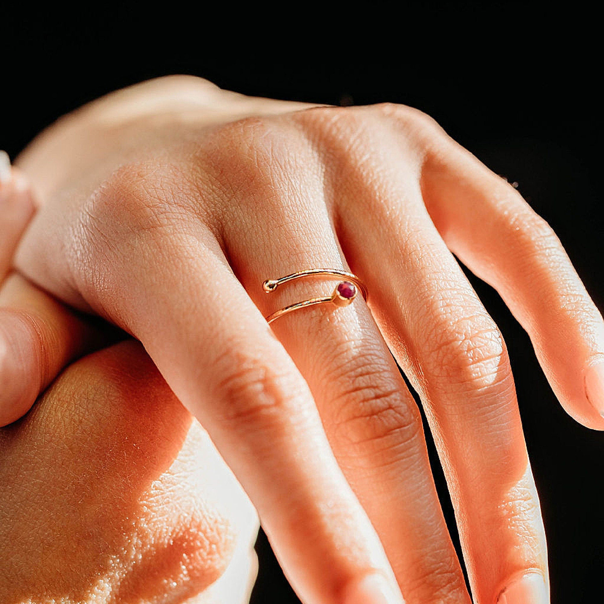 Ruby Ring 14k Solid Gold, July Birthstone Ring