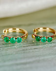 Natural Emerald Hoop Earrings 14k Gold, Emerald Earrings, Emerald Huggie Hoop Earrings, May Earrings, Birthday Gift, Mother's Day Gift