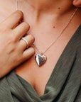 Personalized Birth Flower Heart Locket Necklace, Memorial Photo Pendant Necklace - Melt'm Jewelry