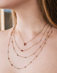 Pink Tourmaline Necklace in 14k Gold Figaro Chain