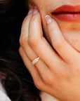 14k Gold Micro Pave Signet Ring, CZ Stacking Ring - Melt'm Jewelry