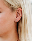 14k Gold 3 Stone Bezel Set CZ Cubic Zirconia Cluster Earrings - Melt'm Jewelry