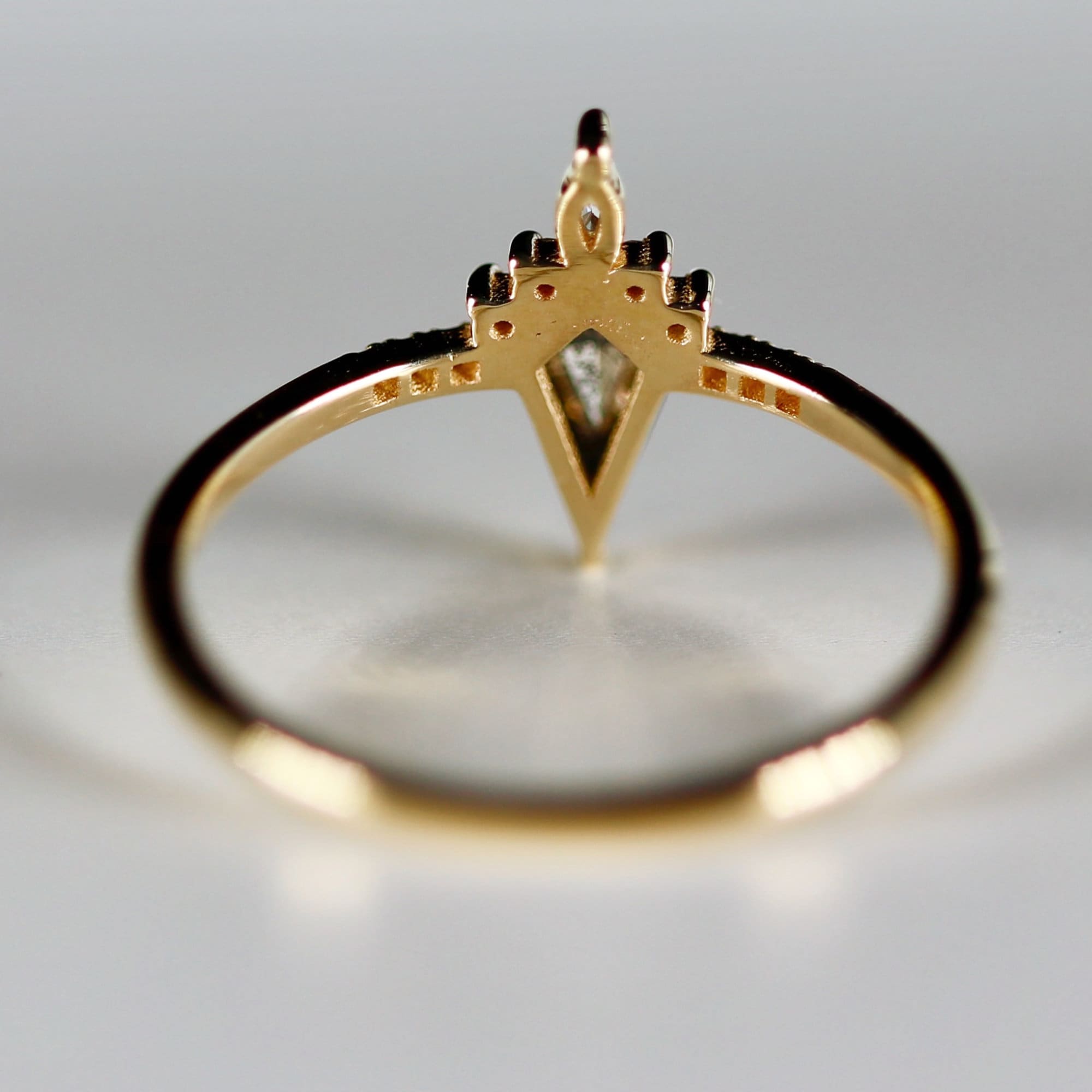 Kite Salt and Pepper Diamond Ring, 14k Yellow Gold