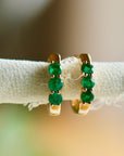 Natural Emerald Hoop Earrings 14k Gold, Emerald Earrings, Emerald Huggie Hoop Earrings, May Earrings, Birthday Gift, Mother's Day Gift
