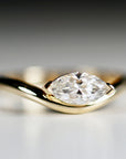 Marquise Moissanite Wavy Band Ring 14k Gold, LILY Minimalist Engagement Ring - Melt'm Jewelry