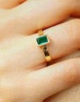 Bezel Set Emerald Ring 14k Solid Gold - Melt'm Jewelry