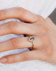 Pear Salt and Pepper Diamond Ring 14k Gold – Rose Cut Black Diamond Halo Ring, Unique Engagement Ring, Anniversary Gift - Melt'm Jewelry