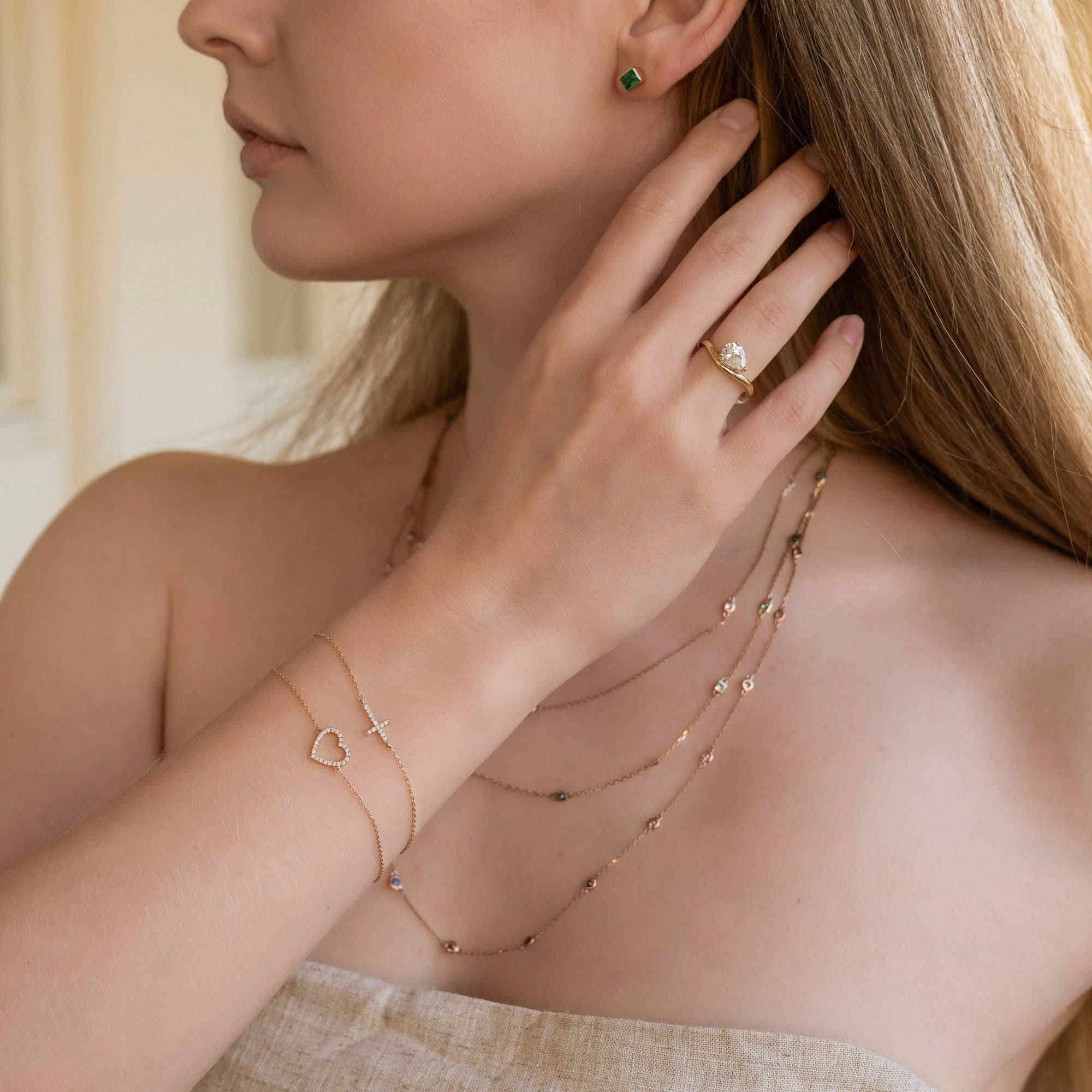 Diamond Heart Bracelet in 14k Gold - Melt'm Jewelry