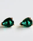 Genuine Pear Emerald Earrings 14k Gold