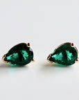 Genuine Pear Emerald Earrings 14k Gold - Melt'm Jewelry
