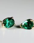 Genuine Pear Emerald Earrings 14k Gold