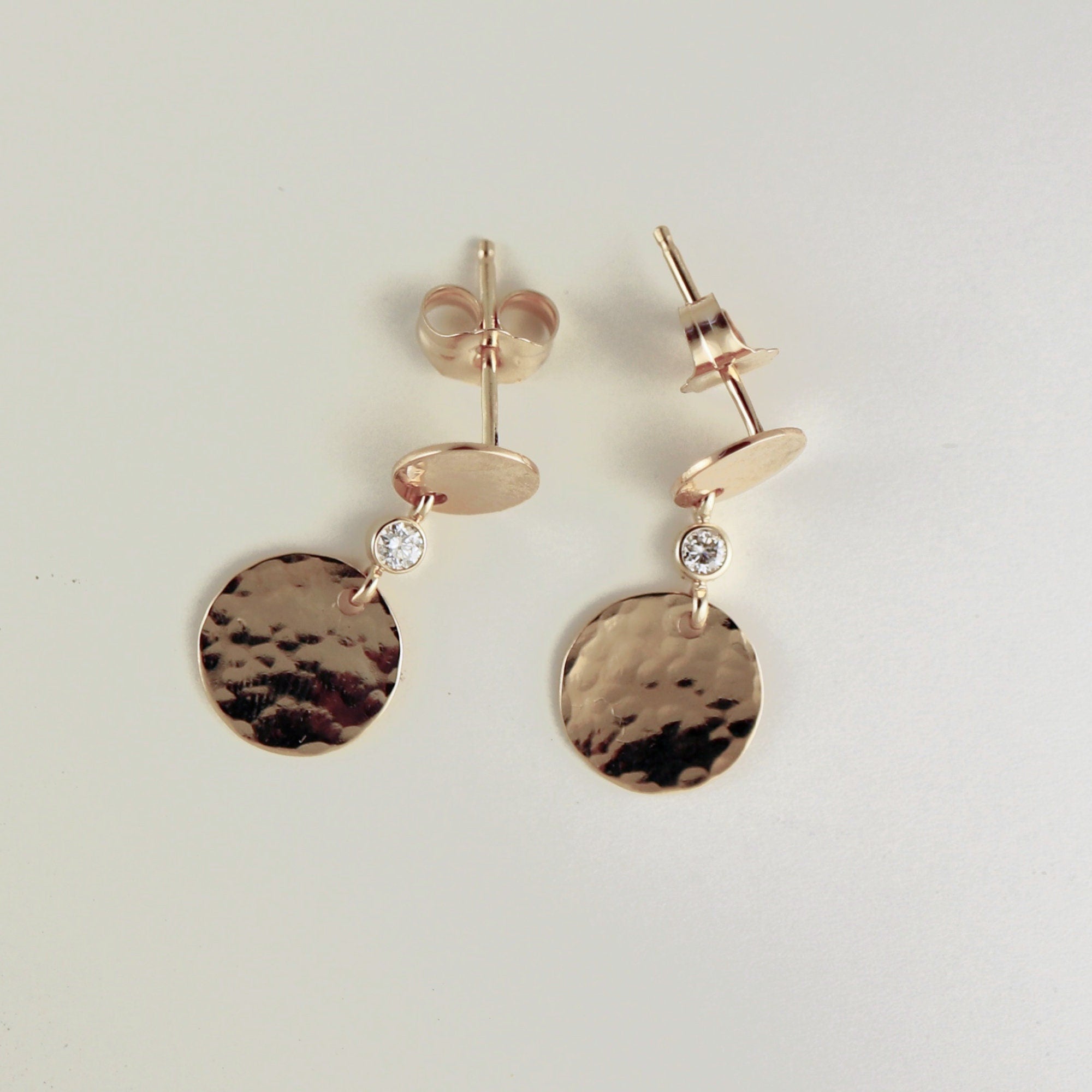 Double Disc Diamond Earrings Dangle - Melt'm Jewelry