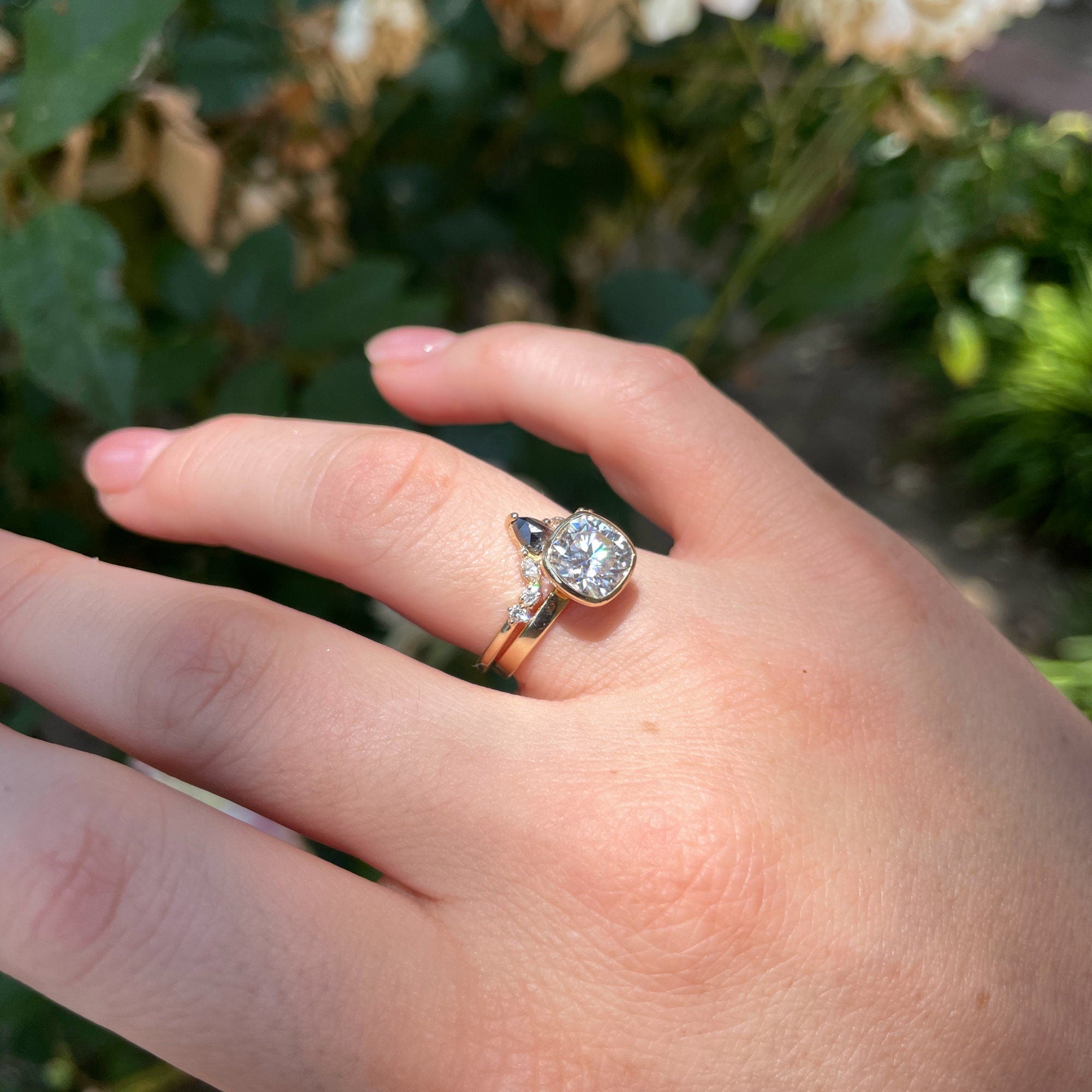 Cushion Cut Moissanite Engagement Ring 14k Gold JULIET - Melt'm Jewelry