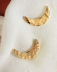 14k Solid Gold Crescent Moon Earrings, Moon Stud Earrings - Melt'm Jewelry