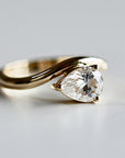 Pear Moissanite Monolith Ring 14k Gold, JASMINE 1 Ct. Pear Moissanite Engagement Ring - Melt'm Jewelry