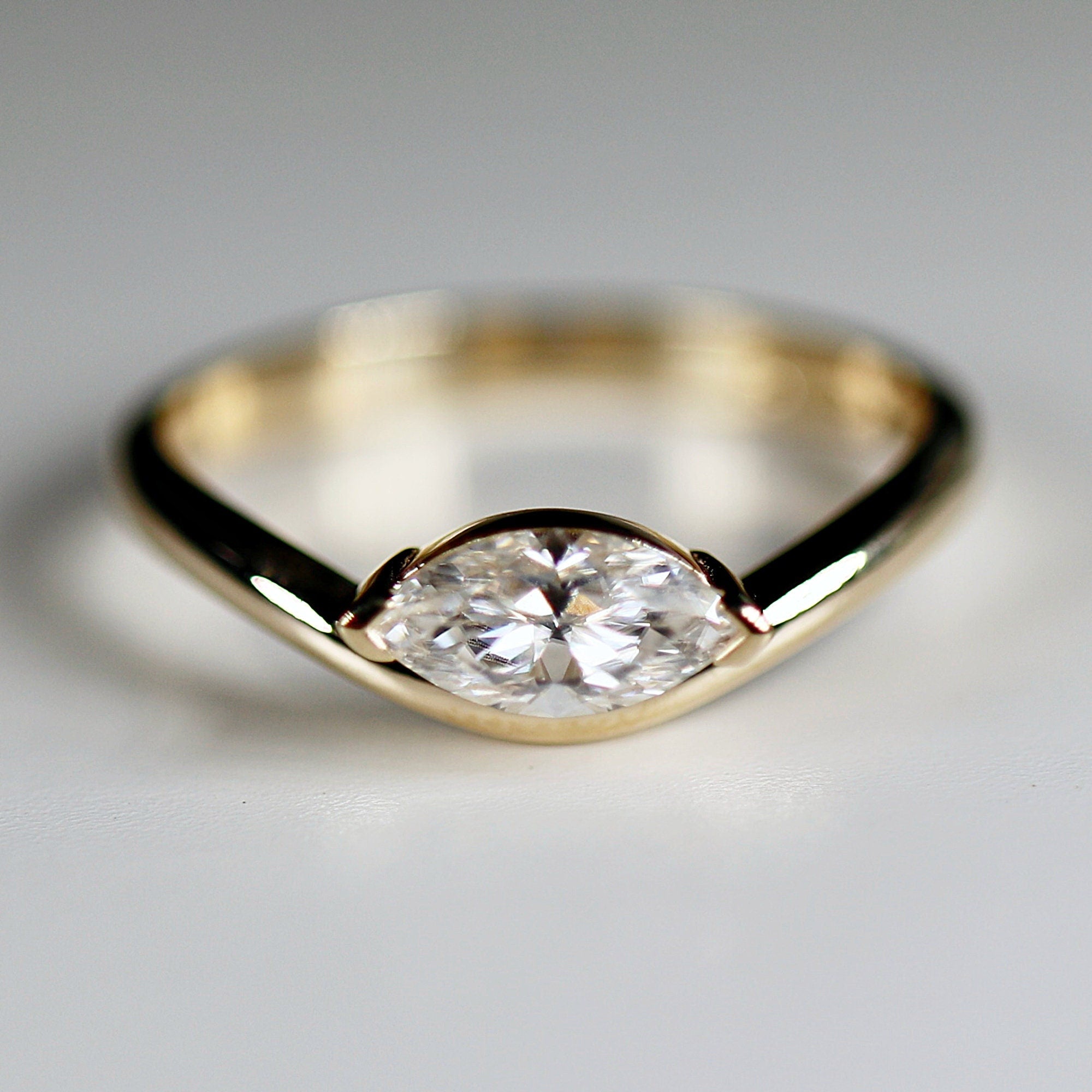 Marquise Moissanite Monolith Ring 14k Gold, LILY