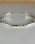 Sterling Silver Open Cuff Bracelet Leaf & Flowers, Handwriting Inside - Melt'm Jewelry