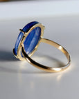 Deep Blue Kyanite Ring 14k Solid Gold, Genuine Natural Kyanite Ring, Handmade Oval Kyanite Ring, Statement Ring