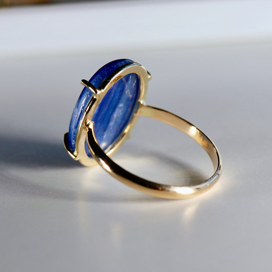 Deep Blue Kyanite Ring 14k Solid Gold, Genuine Natural Kyanite Ring, Handmade Oval Kyanite Ring, Statement Ring