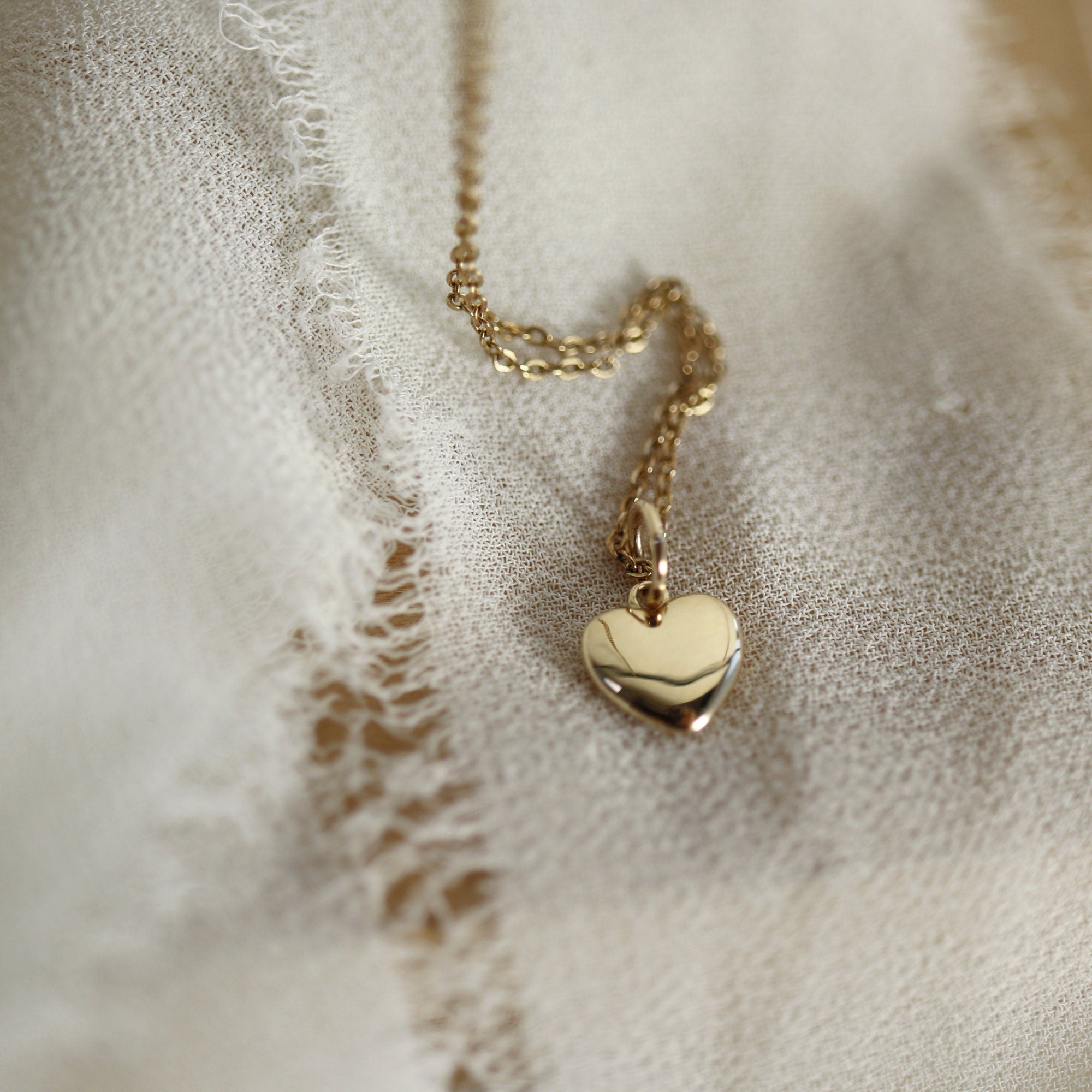 14k Gold Heart Charm or Necklace, Golden Solid Heart Charm - Melt'm Jewelry