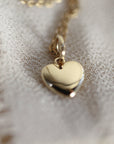 14k Gold Heart Charm or Necklace, Golden Solid Heart Charm