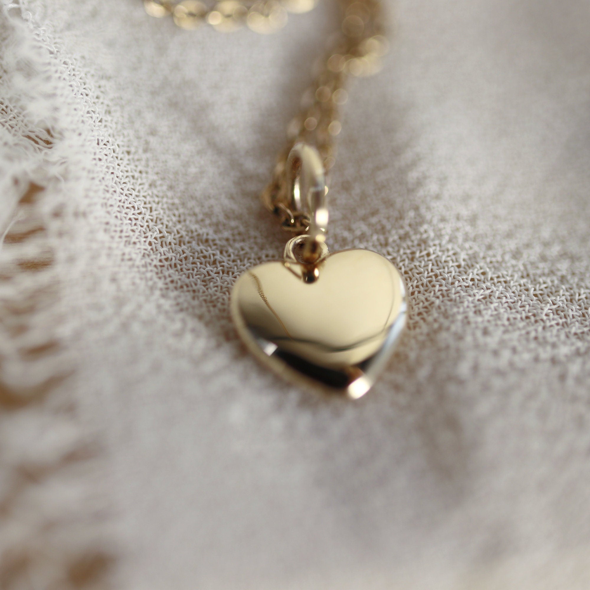 14k Gold Heart Charm or Necklace, Golden Solid Heart Charm - Melt'm Jewelry