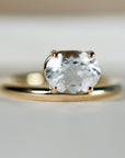 Floating East West Oval Aquamarine Ring 14k Gold - Melt'm Jewelry