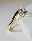 East West Oval Aquamarine Ring 14k Gold, Large Aquamarine Ring w Thick Band