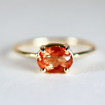 Sunstone Ring 14k Solid Gold, East West Oval Sunstone Engagement Ring, Sun Stone Promise Ring, Anniversary Ring