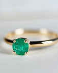 Solitaire Natural Emerald Ring 14k Gold