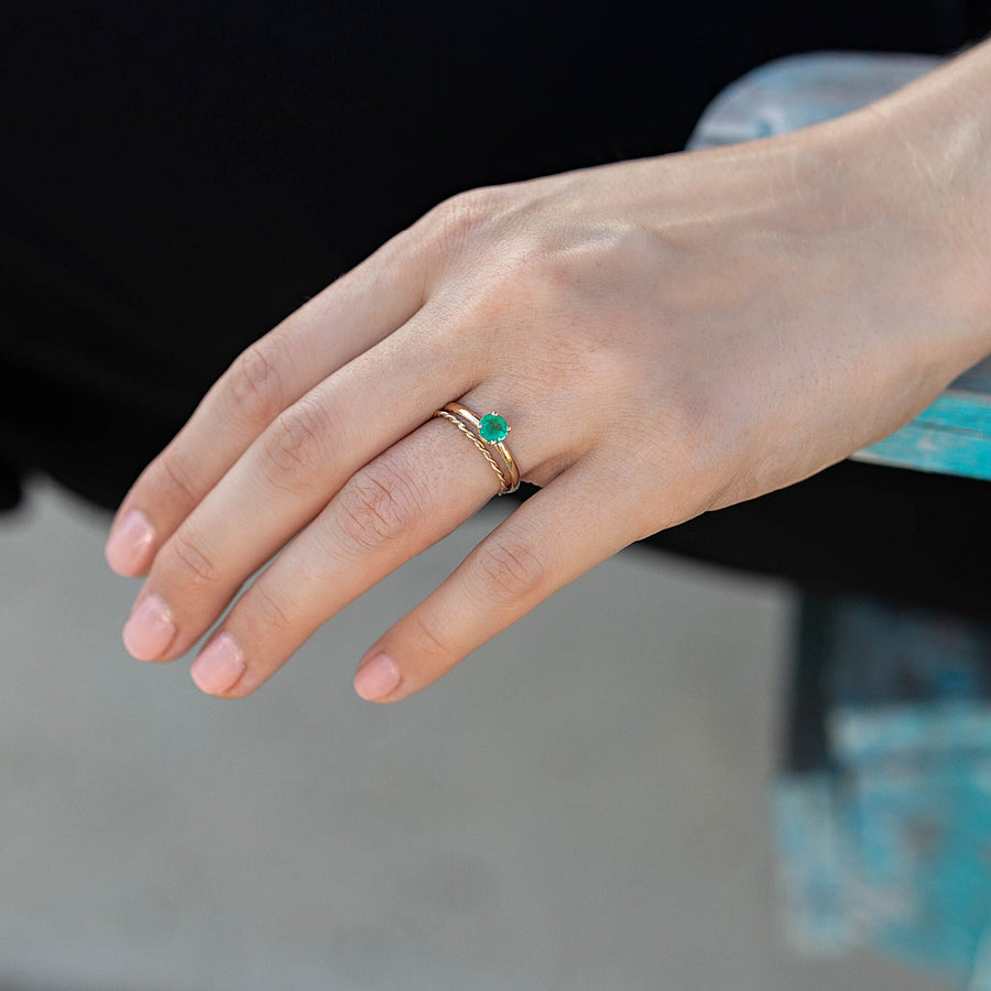 Solitaire Natural Emerald Ring 14k Gold, Handmade Emerald Promise Ring, May Birthstone Ring, Emerald Engagement Ring, 20th Anniversary Ring