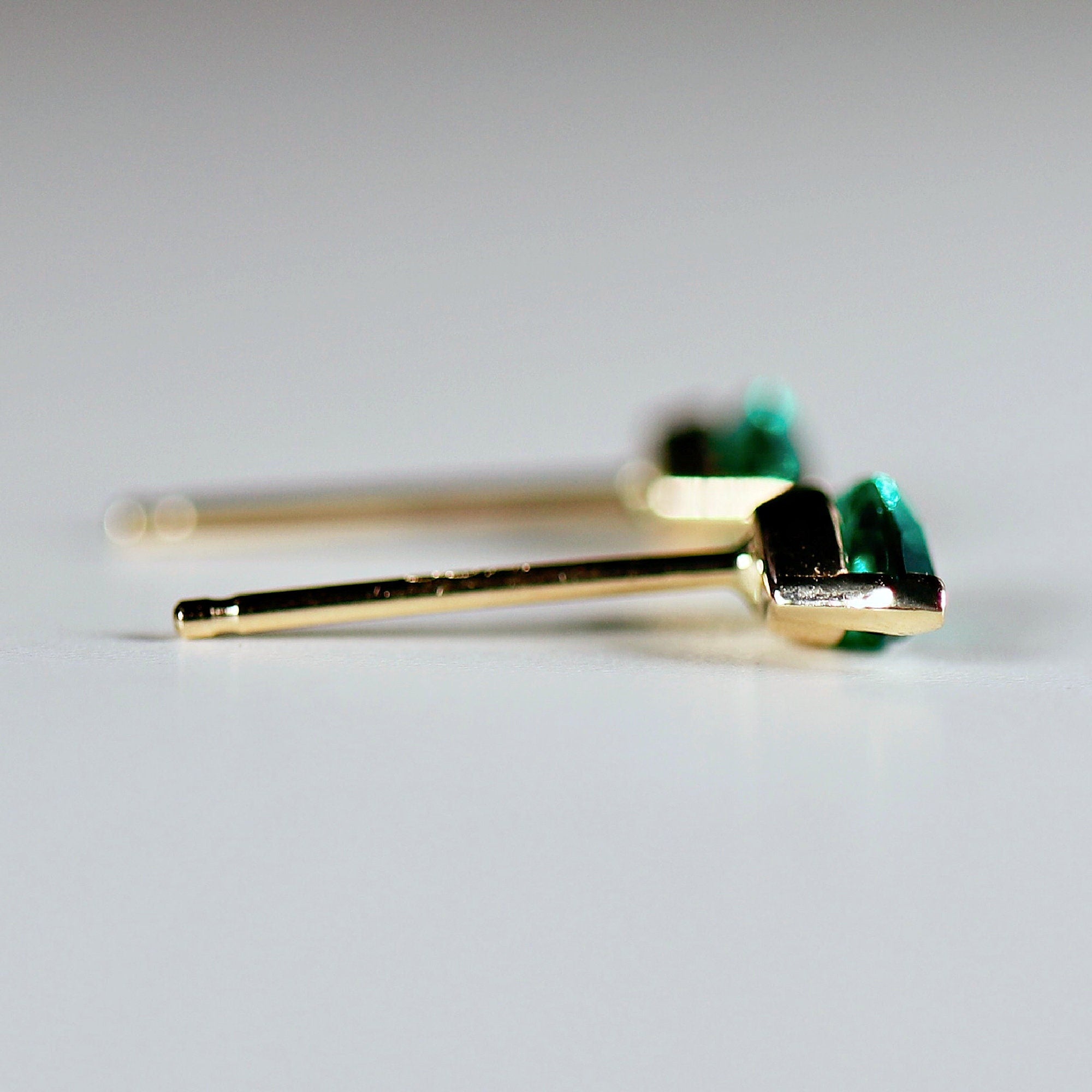 Genuine Marquise Emerald Earrings 14k Gold - Melt'm Jewelry