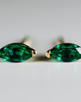 Genuine Marquise Emerald Earrings 14k Gold