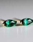 Genuine Marquise Emerald Earrings 14k Gold