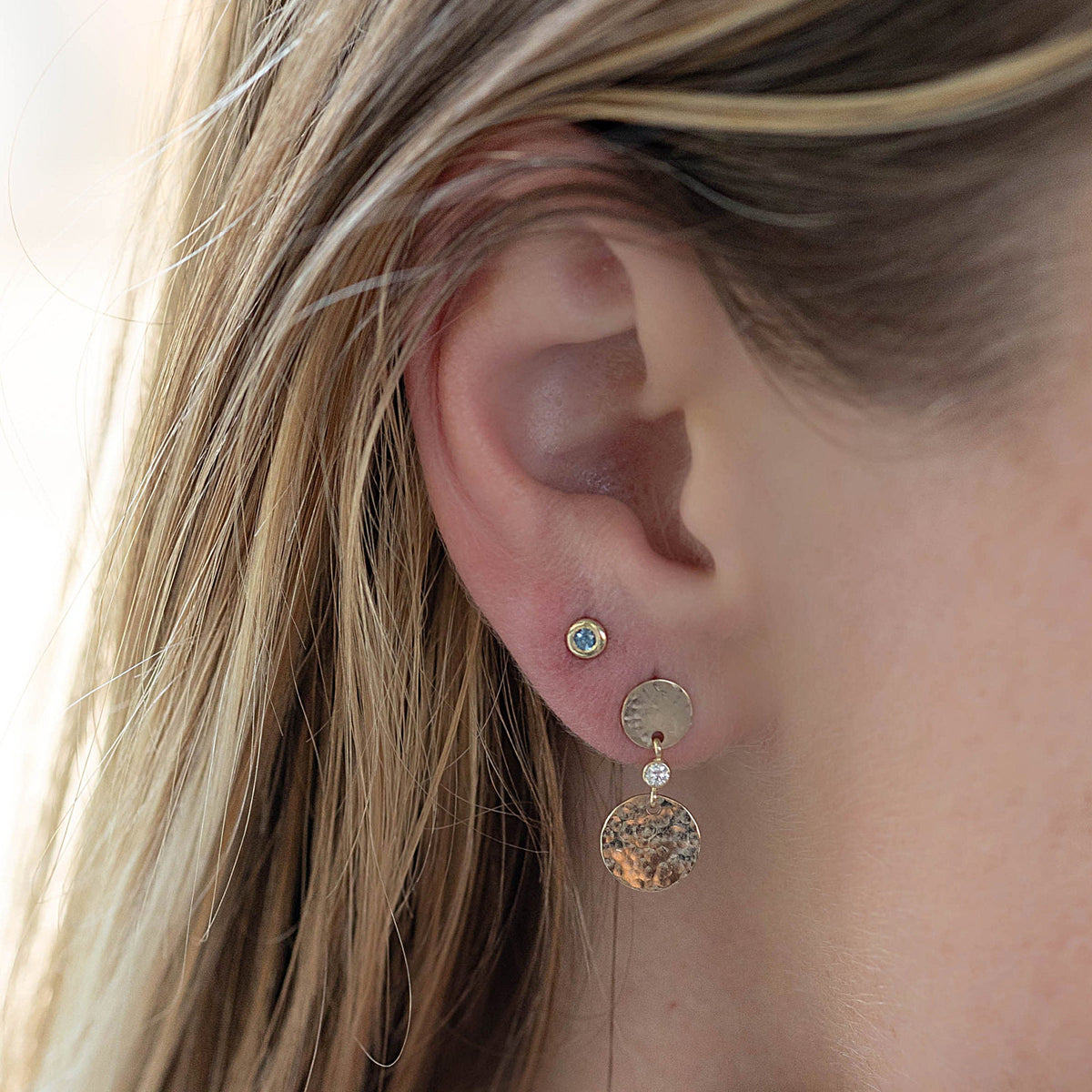 Double Disc Diamond Earrings Dangle