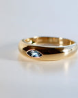 14k Gold Minimalist Dome Ring With Marquise London Blue Topaz - Melt'm Jewelry