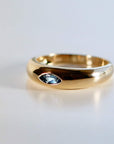 14k Gold Minimalist Dome Ring With Marquise London Blue Topaz - Melt'm Jewelry