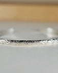 Sterling Silver Open Cuff Bracelet Leaf & Flowers, Handwriting Inside, Silver Bracelet, Etched Silver Open Bangle Bracelet