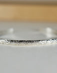 Sterling Silver Open Cuff Bracelet Leaf & Flowers, Handwriting Inside - Melt'm Jewelry