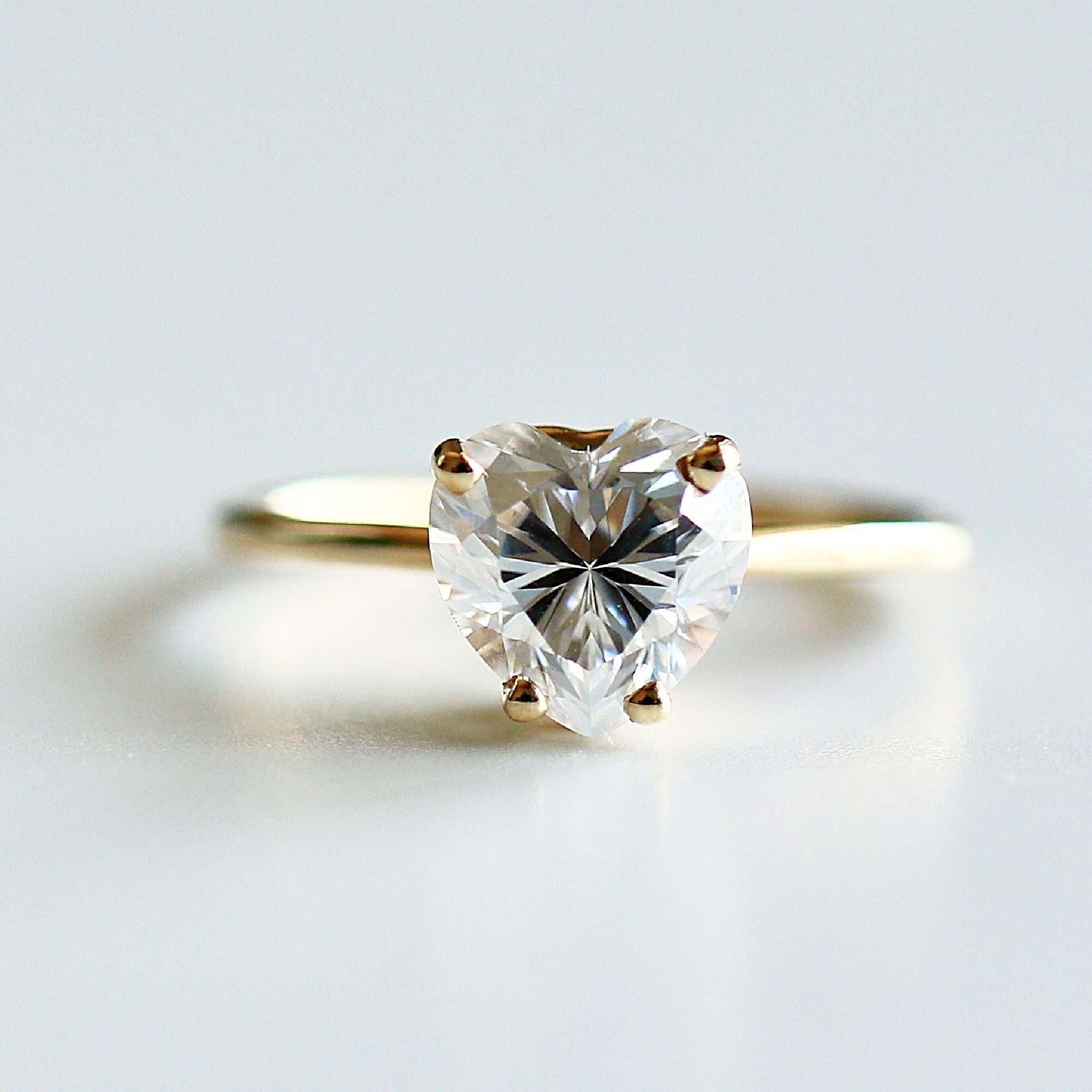 Heart Moissanite Ring 14k Gold, 1.3 Ct. Heart Moissanite Engagement Ring Heart Moissanite Ring, Gift For Her